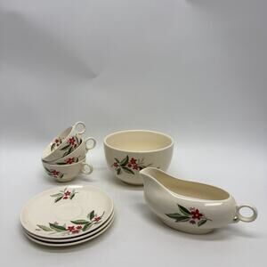 Lot Vintage 1950s Universal Cambridge Woodvine Red Star Pottery MCM Kitchen